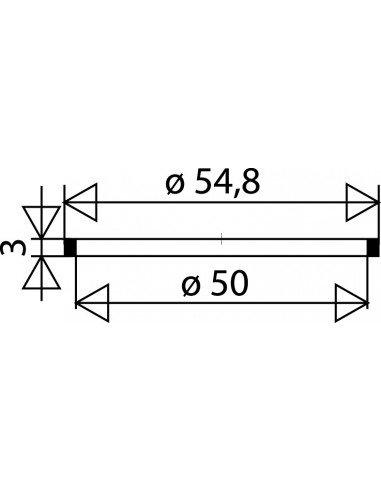 045400 005 01  Плоская прокладка для латунного дна сифона для умывальника и биде, Д. 54,8 x 50 x 3 мм, набор из 2 шт. Valentin Чернить  - Вид №2