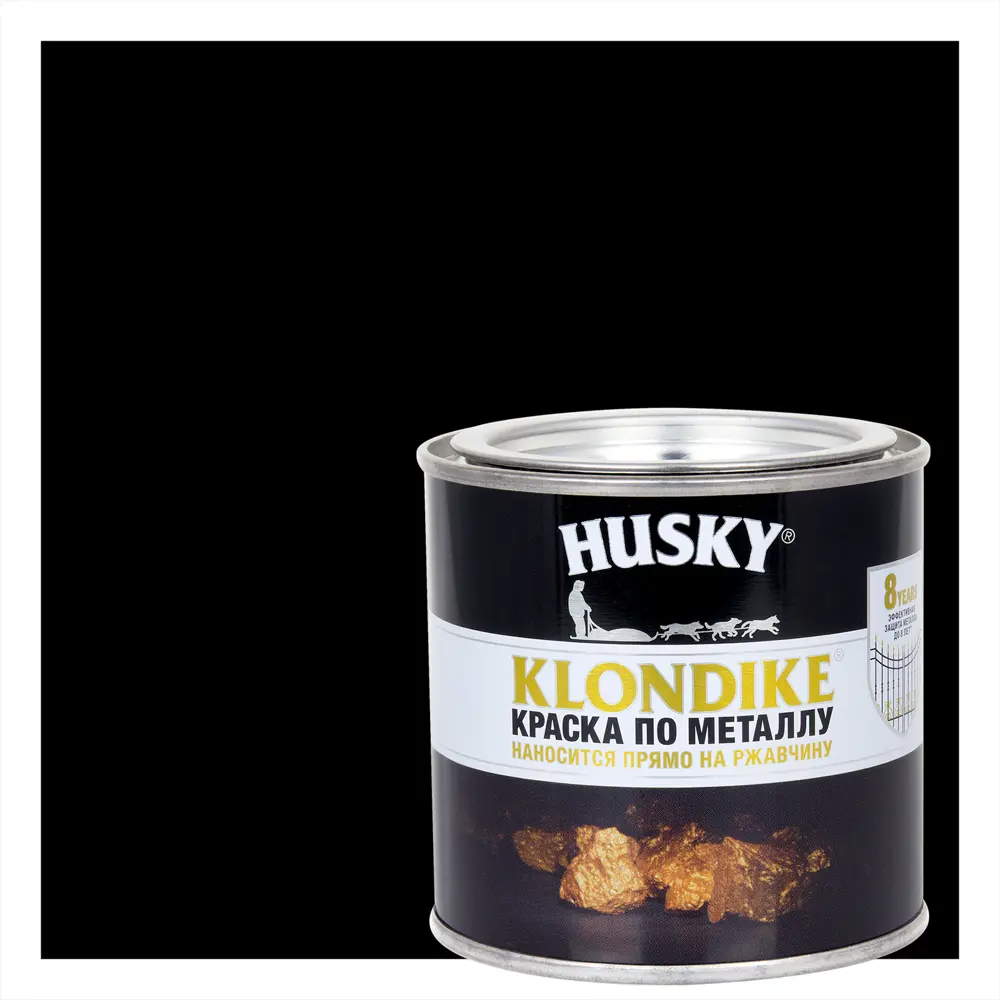Антикоррозионная краска Husky Klondike для металла черная глянцевая 0,25 л 84391723