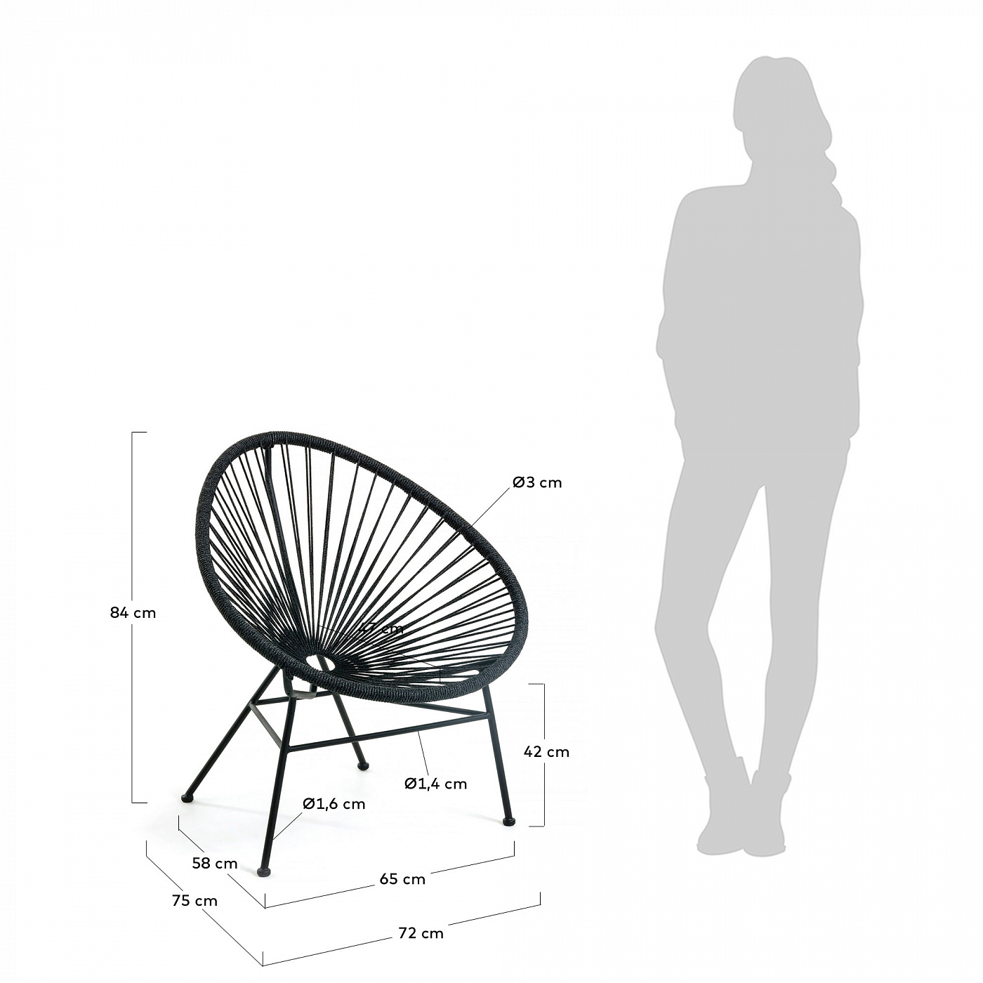 069739 Кресло черное La Forma Samantha  - Вид №4