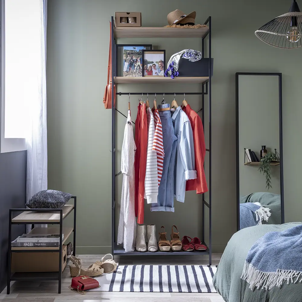 Вешалка напольная Spaceo 80x200x45 см металл цвет бежевый чёрный Вешалка гардеробная STLM-2031035 - Вид №4