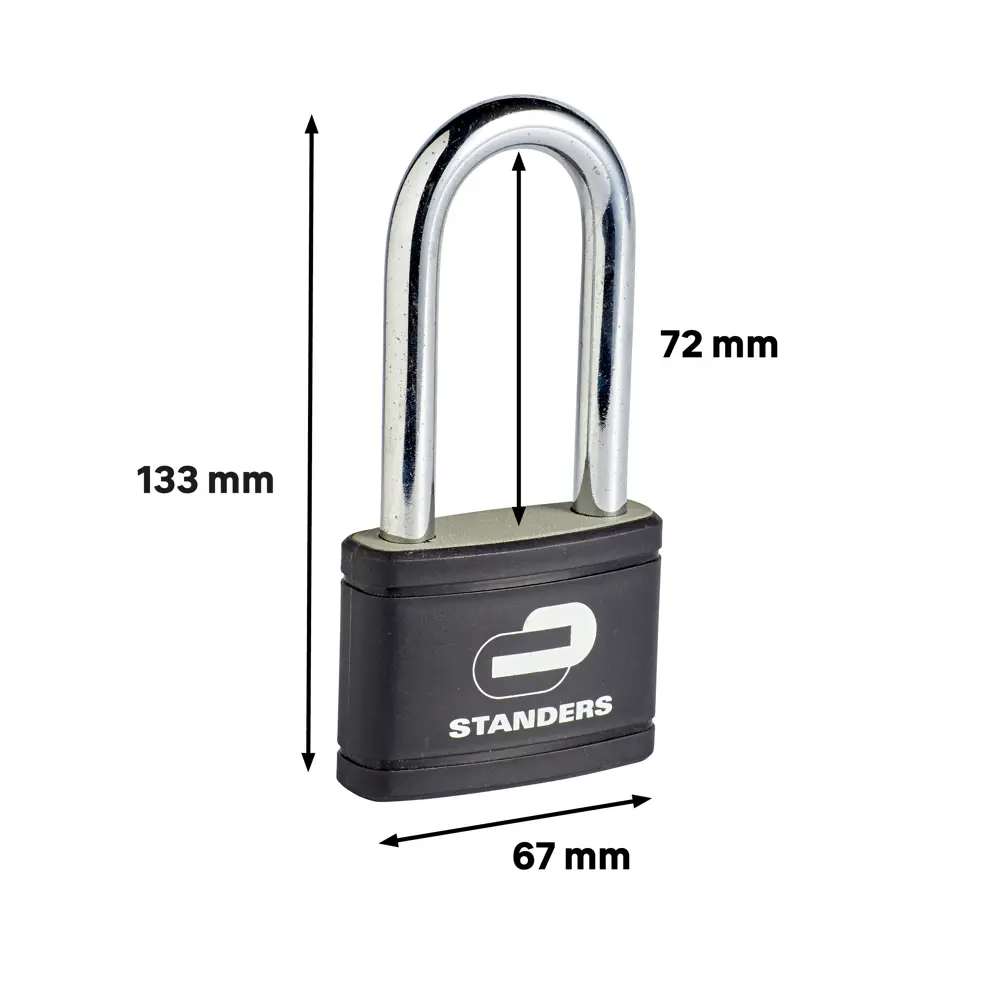 Замок навесной Standers с длинной дужкой 67x50 мм чугун STLM-2096925 - Вид №4