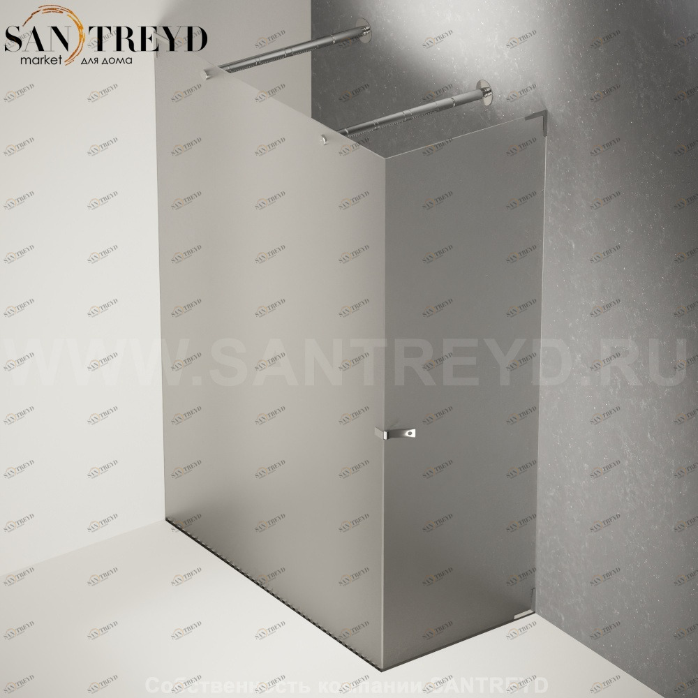 Душевое ограждение FLAT D подрезаемое, стеклянная с дверью матовая перегородка с 2-мя держателями и встроенным душем с поддоном из темного дуба. Размеры: глубина от 70 до 100 см, длина от 140 до 160 см Agape DC3070100140160LLWS