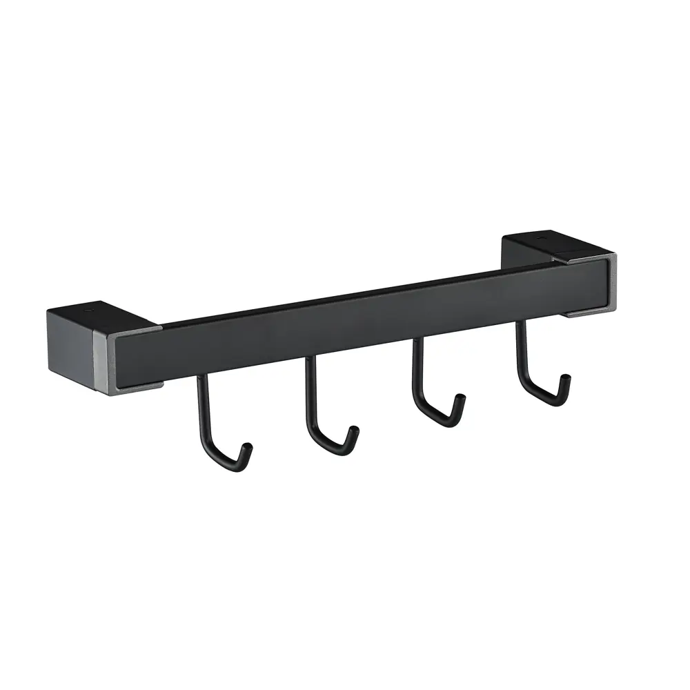 Планка с 4 крючками Swensa Flat металл цвет черно-серебристый STLM-2180430