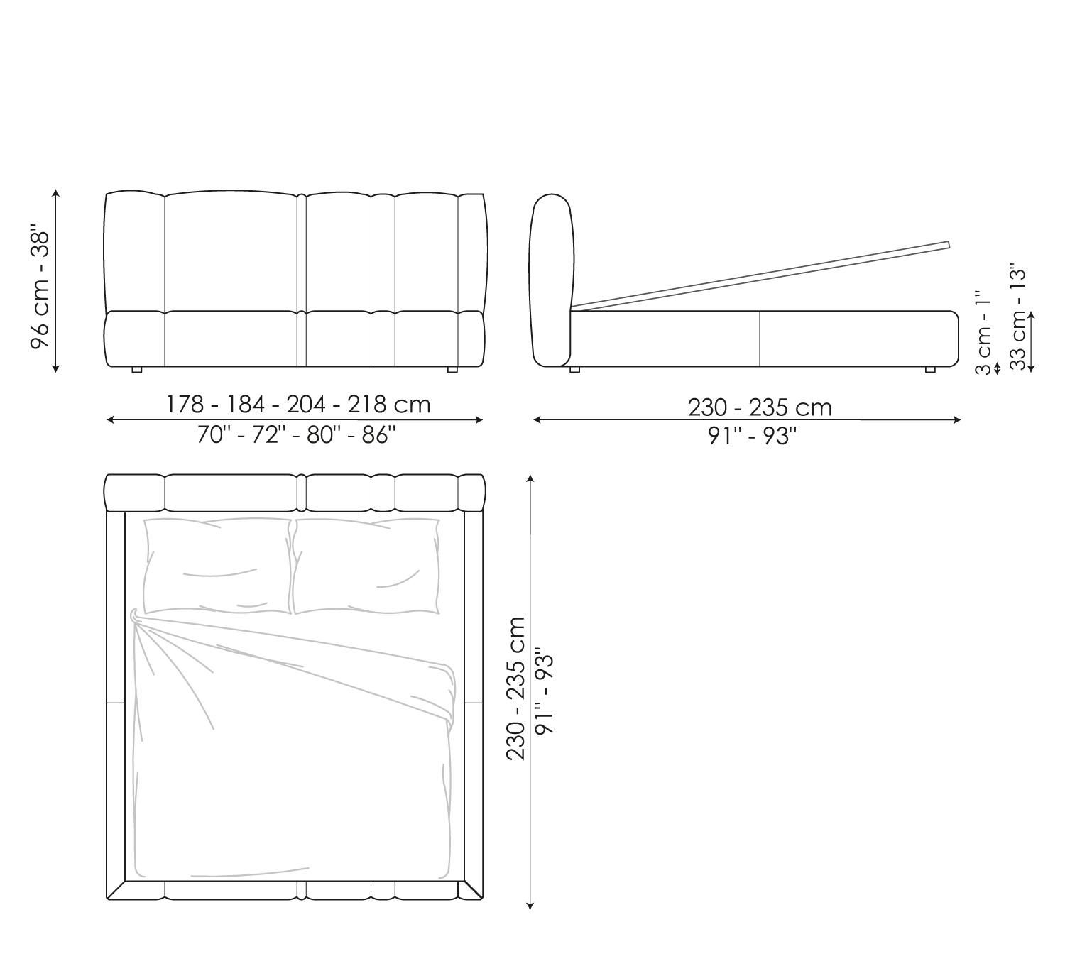 Двуспальная мягкая кровать из ткани BONALDO RIGOLETTO ARCH-00073650 - Вид №4