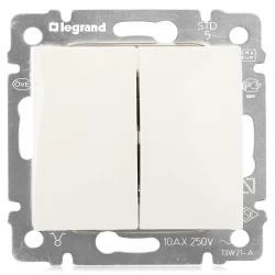 Выключатель двухклавишный Legrand Valena белый