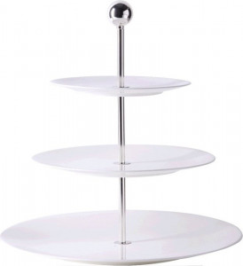 100919 Dibbern Блюдо трехъярусное Dibbern "Белый декор" 16см, 21см, 28см Фарфор костяной