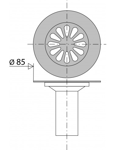035800 000 01  Решетка в виде ромбов для сливного трапа, в комплект входит гидрозатвор, Д. 85 мм, нержавеющая сталь Valentin Хром  - Вид №2
