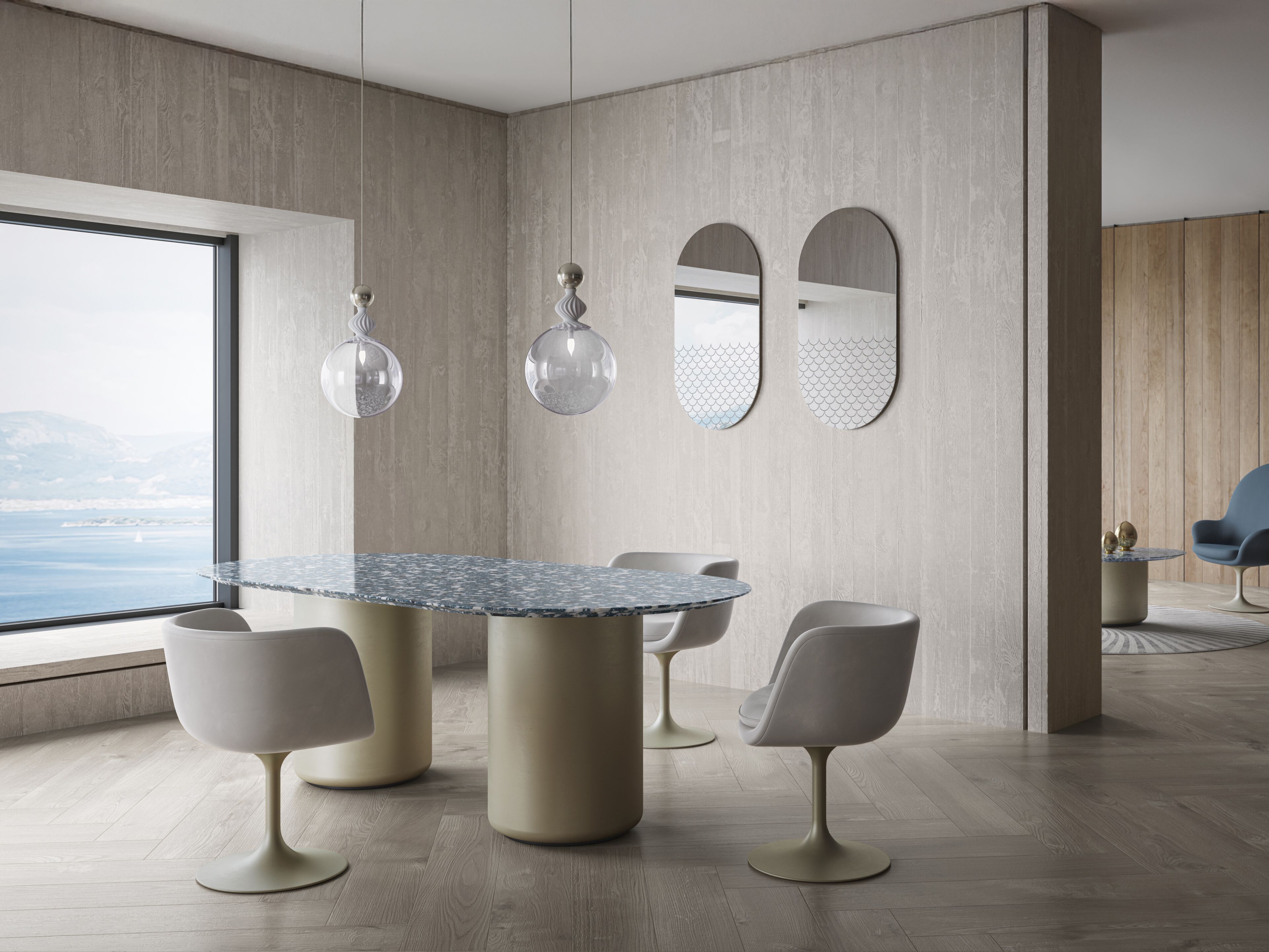 Круглый стол из стали и стекла Natuzzi Italia Deep ARCH-00078668 - Вид №2