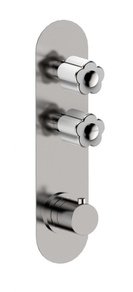 11542/2 БЕЛЫЙ-12542/2 ЧЕРНЫЙ Встроенный термостатический смеситель с 2 открытыми / закрытыми кранами на одной пластине (2 выхода). Bongio Fleur Blanc&Noir 11542/2 BLANC-12542/2 NOIR