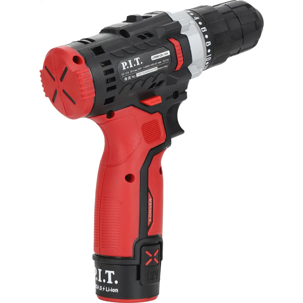 Дрель-шуруповерт аккумуляторная P.I.T. LPBM12K-10A, 12 В Li-Ion, 2x1.5 Ач STLM-2010955 - Вид №9