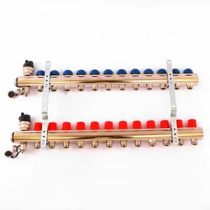 Коллекторная группа TOPWAY с регулировочными и термостатическими вентилями с метрической резьбой EMMETI 1"xM24x19 12 выходов