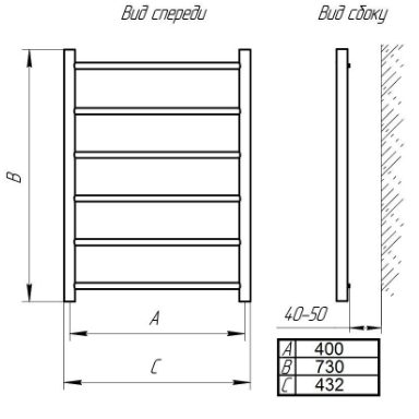 Полотенцесушитель водяной ТЕРА Виктория 400х800  (07-04) без комплект. Виктория 219133 - Вид №1