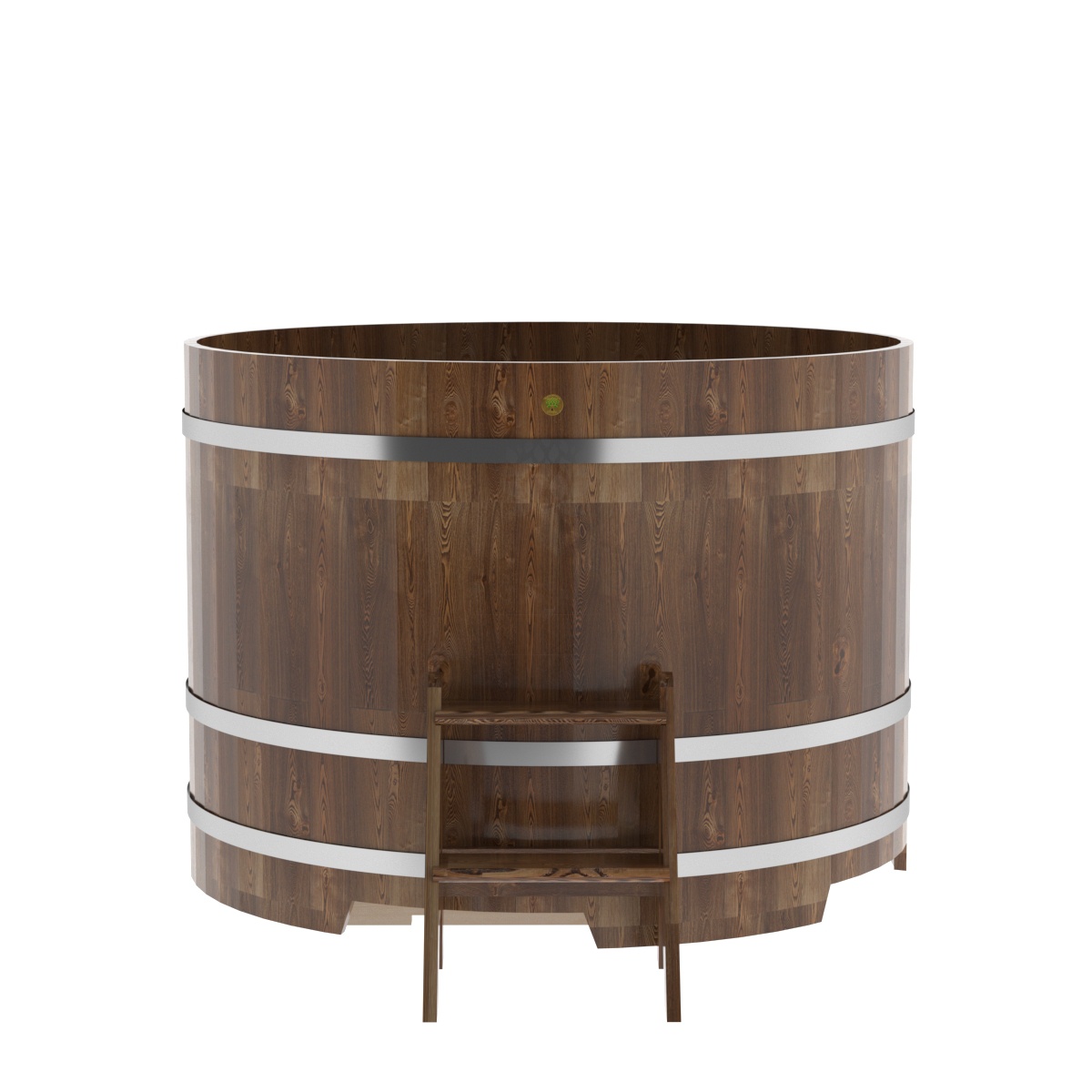 1522 Купель круглая из сращенных ламелей лиственницы d=1,50х1,1 морёная Alyarus  - Вид №3