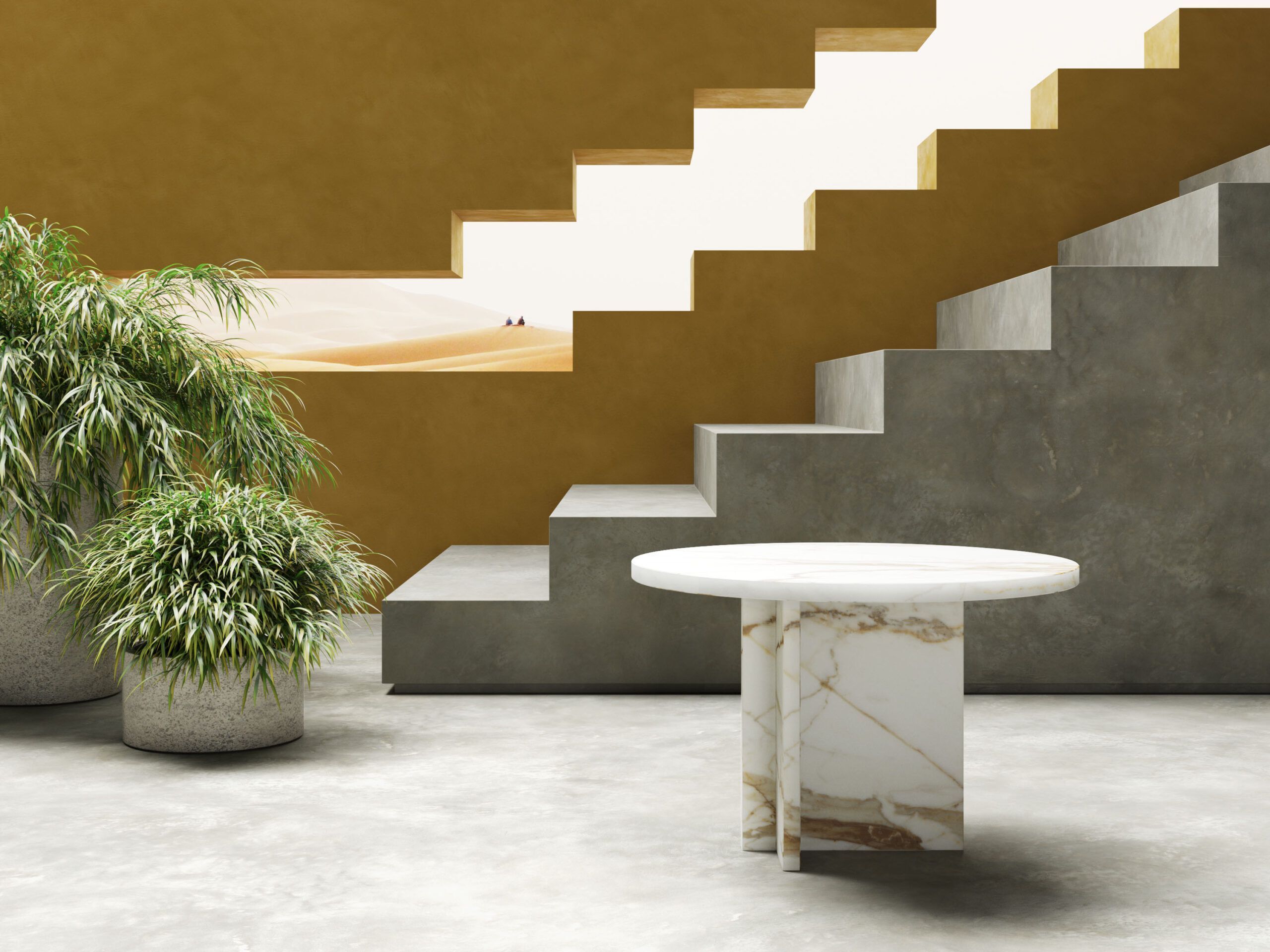 Calacatta золотой мрамор низкий круглый журнальный столик MILLE997 Element ARCH-00137082 - Вид №1