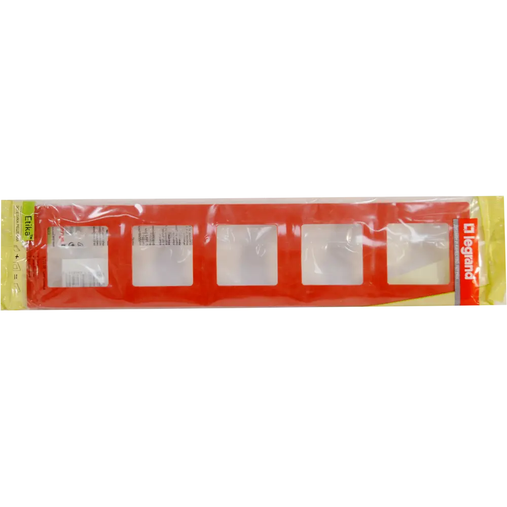 Рамка для розеток и выключателей Legrand Etika 5 постов, цвет красный STLM-2156115 - Вид №4
