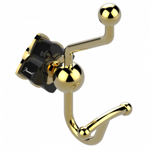 U6D-510A Крючок для халатов двойной Thg-paris Pétale de Cristal, черный хрусталь Покрытие PVD золотистый цвет