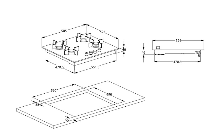 8153301 Газовая варочная поверхность Beko HILW64122S STDN-0116222 - Вид №6