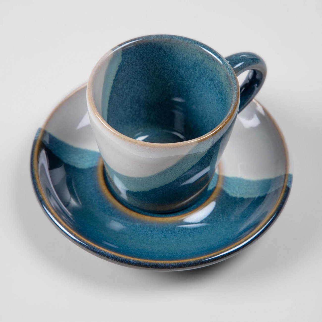 Кофейная чашка керамическая синяя с блюдцем Nelba от La Forma LA FORMA NELBA 00-3865115 Синий  - Вид №3