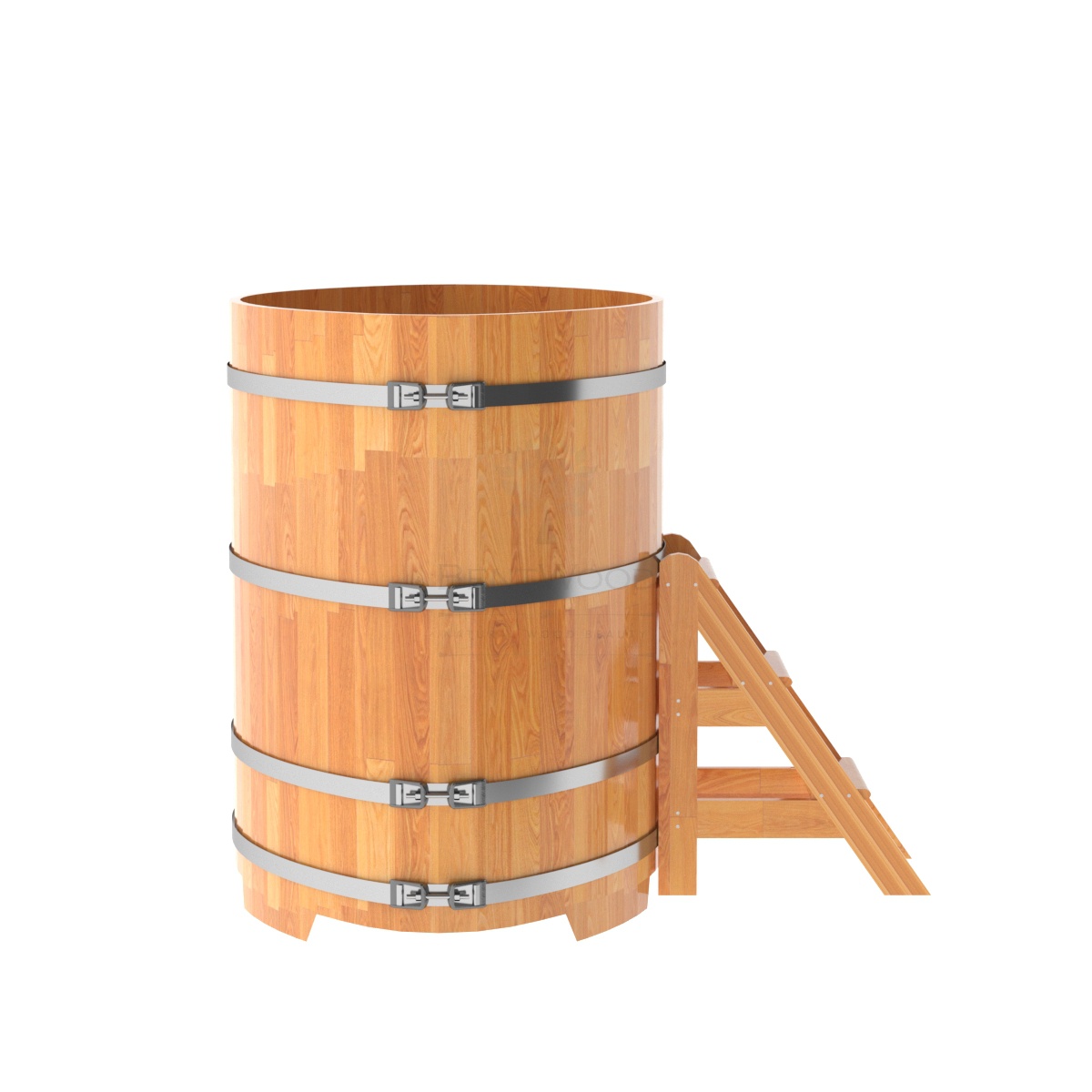 1534 Купель овальная из сращенных ламелей лиственницы 1,02х1,68х1,4 натуральная Alyarus  - Вид №2