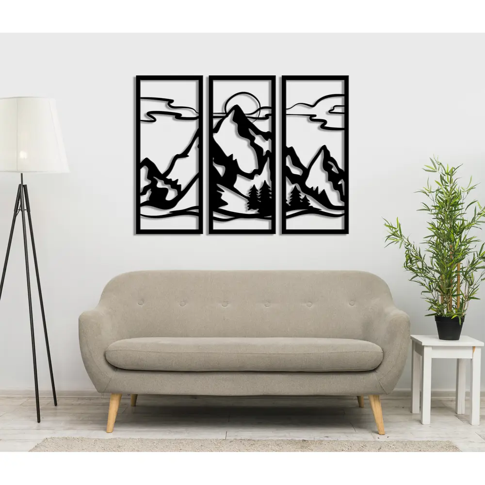 Панно декоративное Горы МДФ 25x59 см черное Santreyd STLM-2047046 - Вид №1