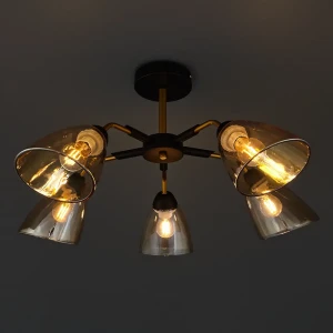 Люстра потолочная Jlight Alma 3152/5C 5 ламп E27 60W цвет черный и матовое золото 85233263 STLM-2172851