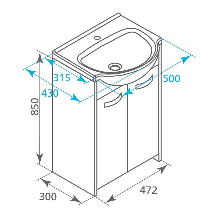 VOL50W2M95K Milardo Volga Тумба Volga 50 см Россия - Вид №4