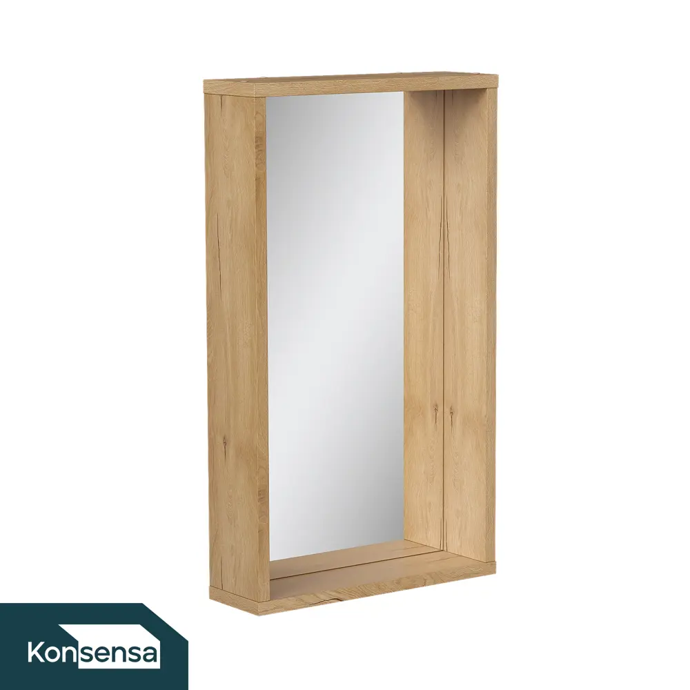 Зеркало для ванной Сохо KONSENSA с полкой 40x69.6 см цвет светлый дуб STLM-2157546 - Вид №1