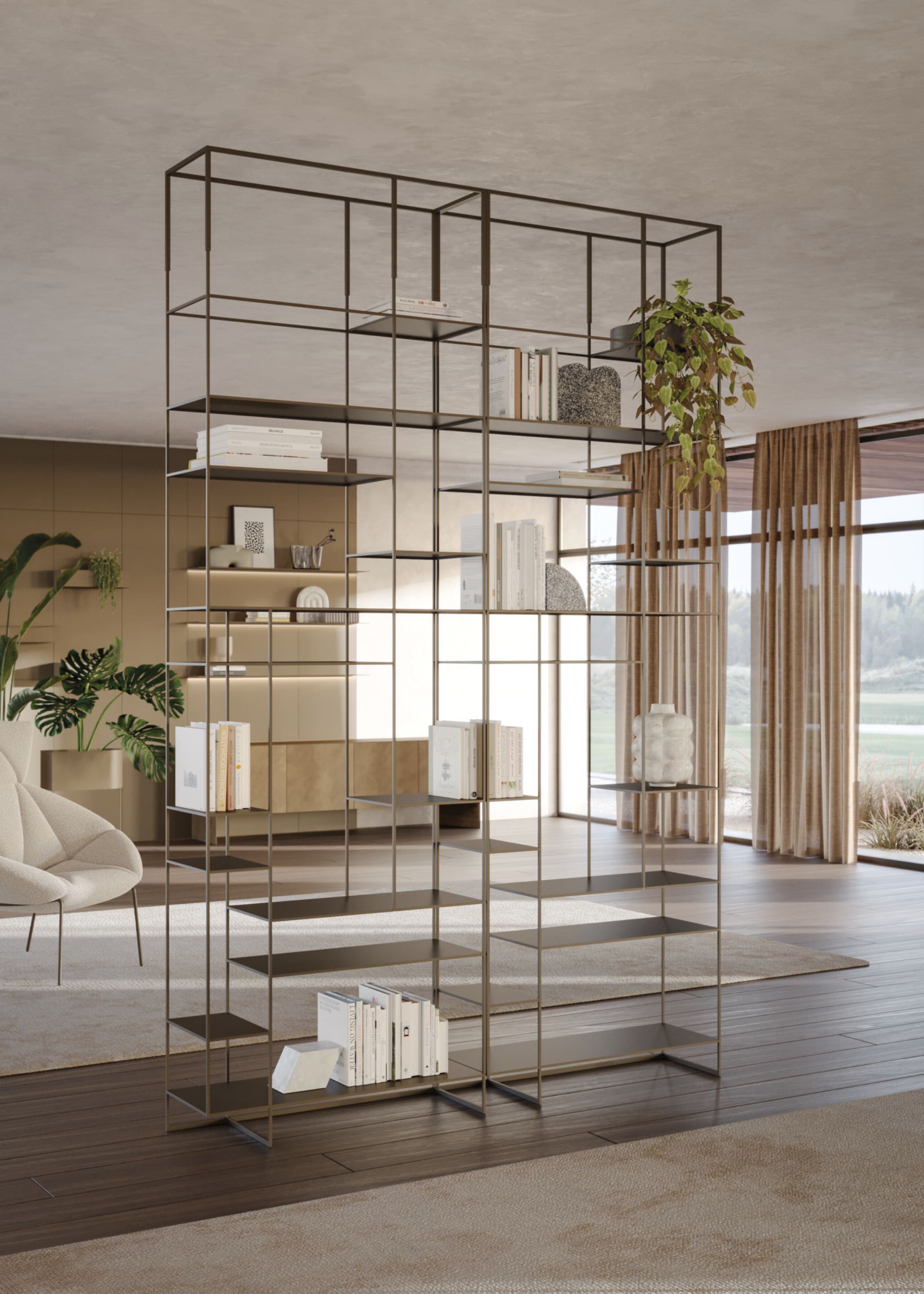 Книжный шкаф с металлическими перегородками Ronda Design Levia ARCH-00051513 - Вид №1