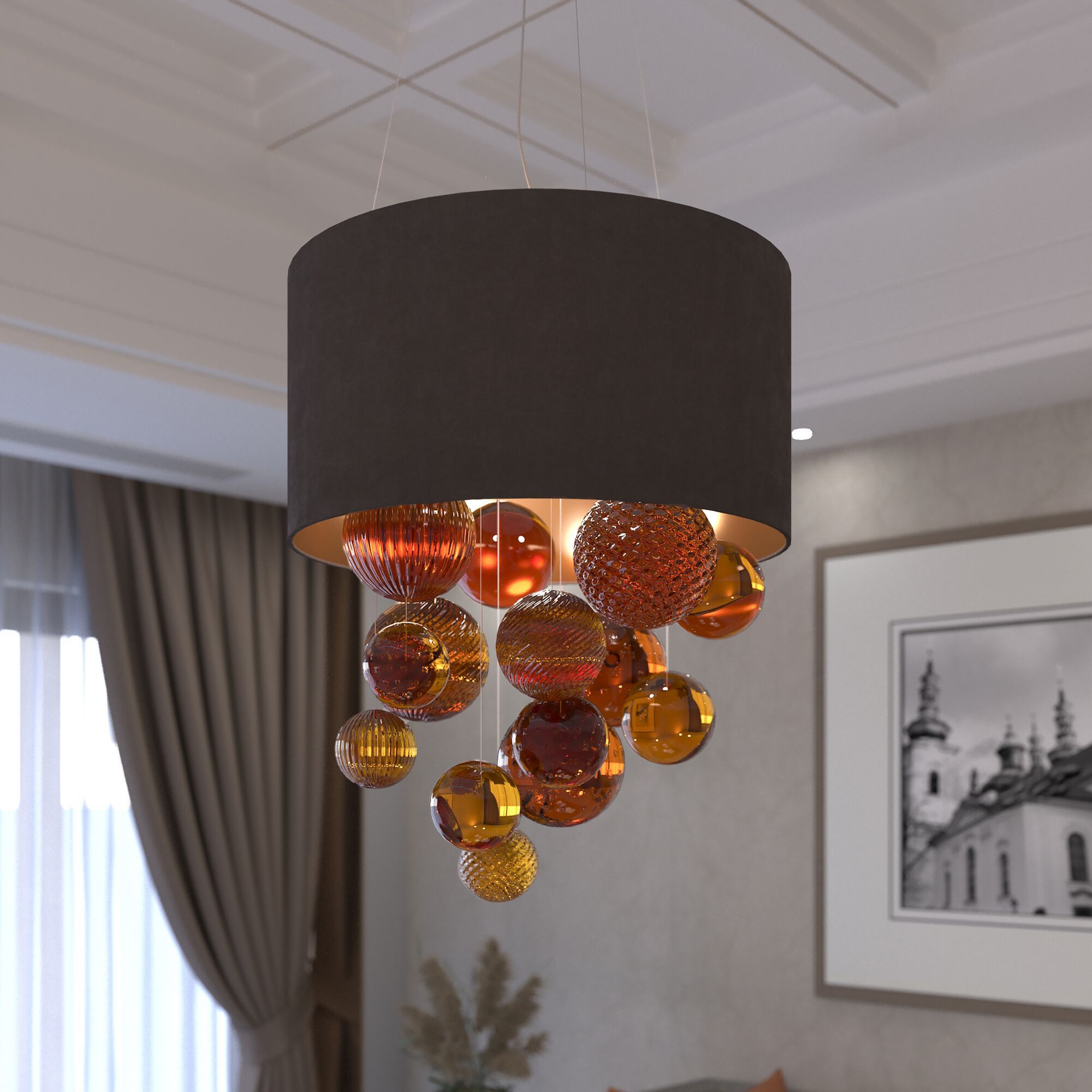 Ткань ручной работы светодиодный подвесной светильник MULTIFORME ARCH-00049016 - Вид №5