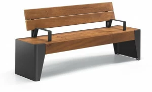 City Design Скамья из стали и дерева с подлокотниками со спинкой Fòla Fòla s+b