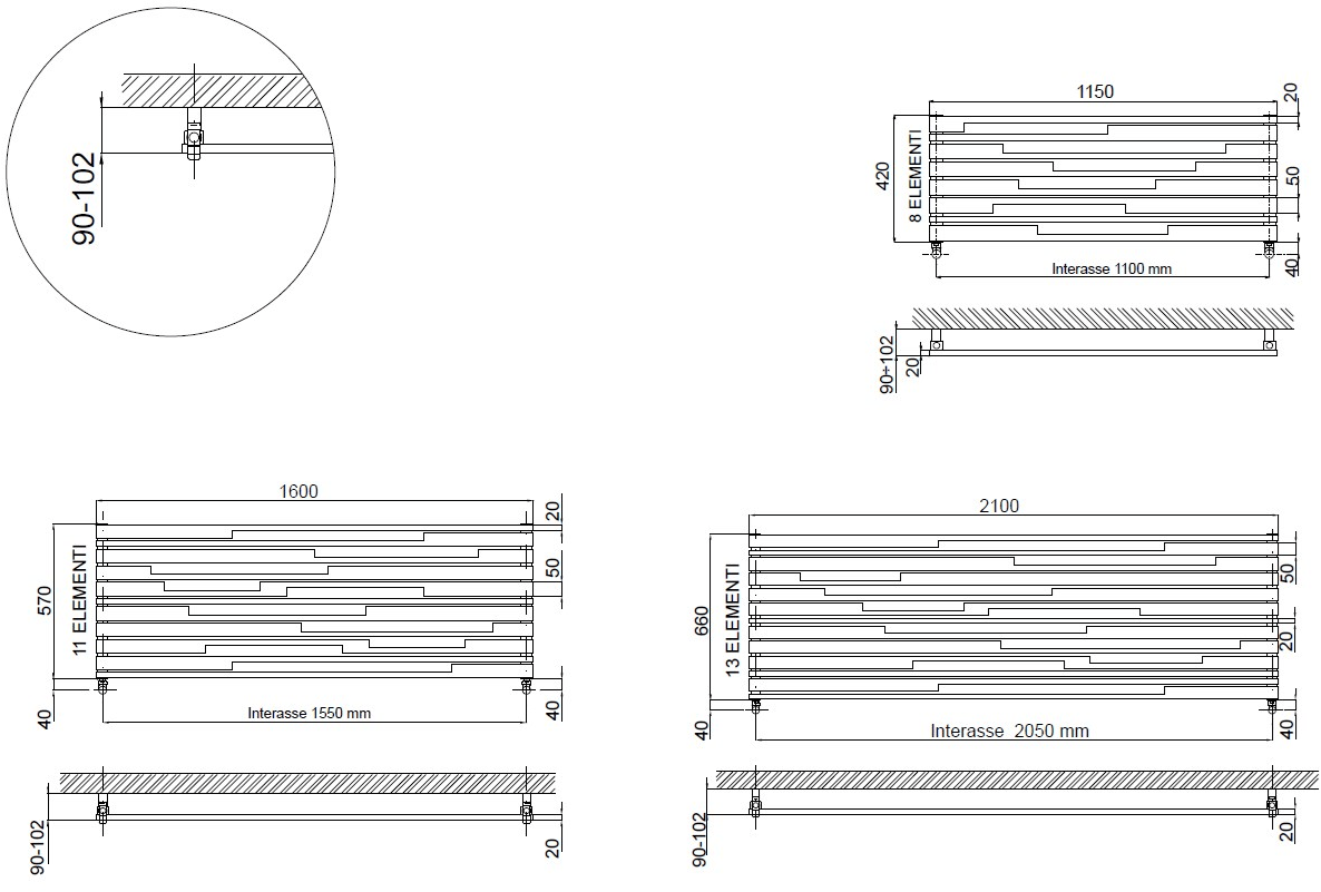 CORDIVARI Горизонтальный декоративный радиатор из сатинированной стали Inox sun-id-1406808 - Вид №2