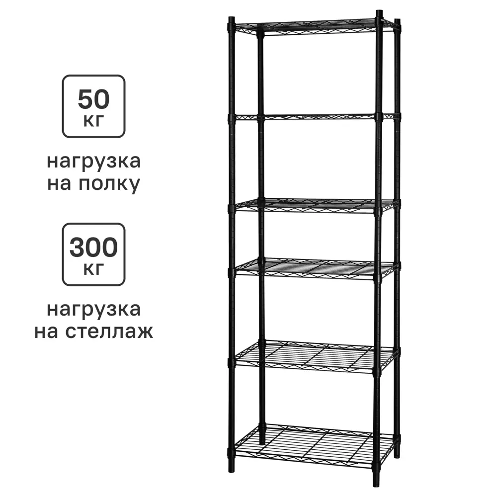 Стеллаж сетчатый KONSENSA 60x35x180 см цвет черный STLM-2071193