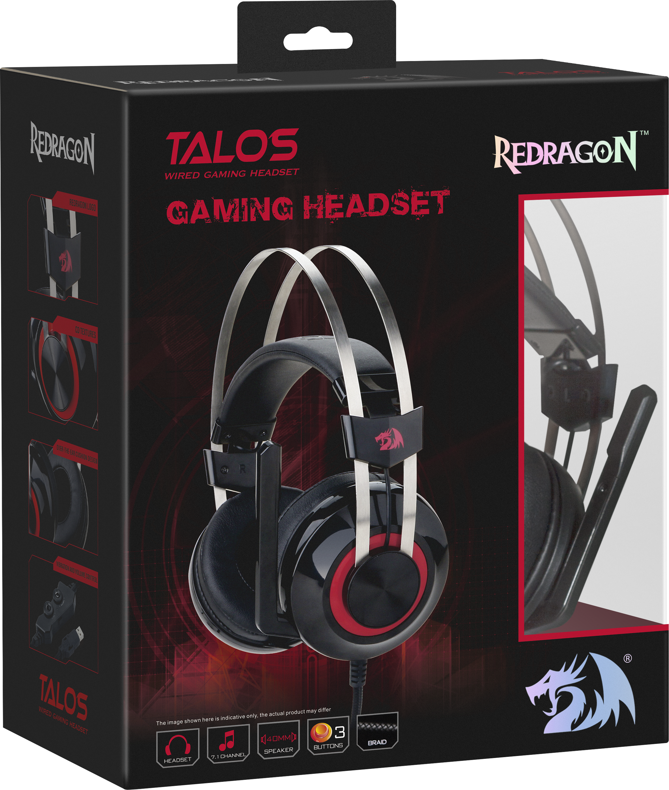 74920 игровая гарнитура talos объемный звук 7.1, кабель 1.8м Redragon Santreyd  - Вид №1