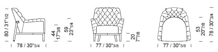 Кресло capitonné из нубука с подлокотниками Borzalino EVE CAPITONNÉ ARCH-00138409 - Вид №2