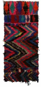 AFOLKI Прямоугольный шерстяной коврик с длинным ворсом и узором Boucherouite Taa950be