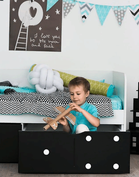 Детский диван-кровать с 2 ящиками "Продленка" МАНДАРИН ПРОДЛЕНКА 178744 Белый;черный Santreyd  - Вид №9