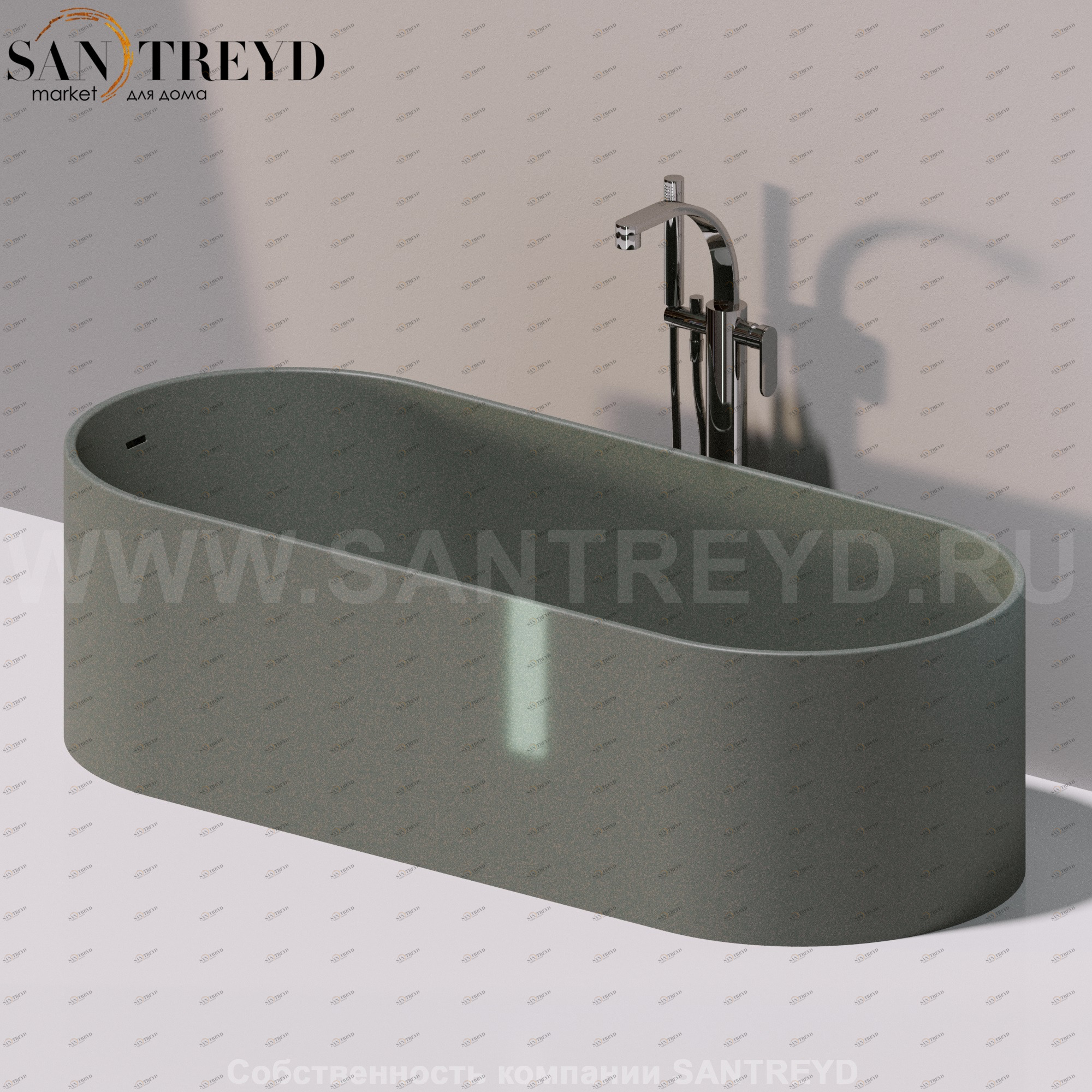 Flaminia OVAL Ванна свободностоящая серая OV170.7037 Ceramica Flaminia OV1707037