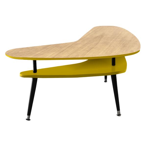 Журнальный столик с темно-серой полкой "Бумеранг" WOODI  00-3966527 Беленый дуб;бежевый;серый  - Вид №1