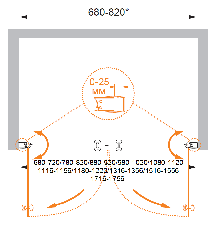 Душевая дверь в нишу CEZARES ELENA-W-B-2-70-P-Cr - Вид №5
