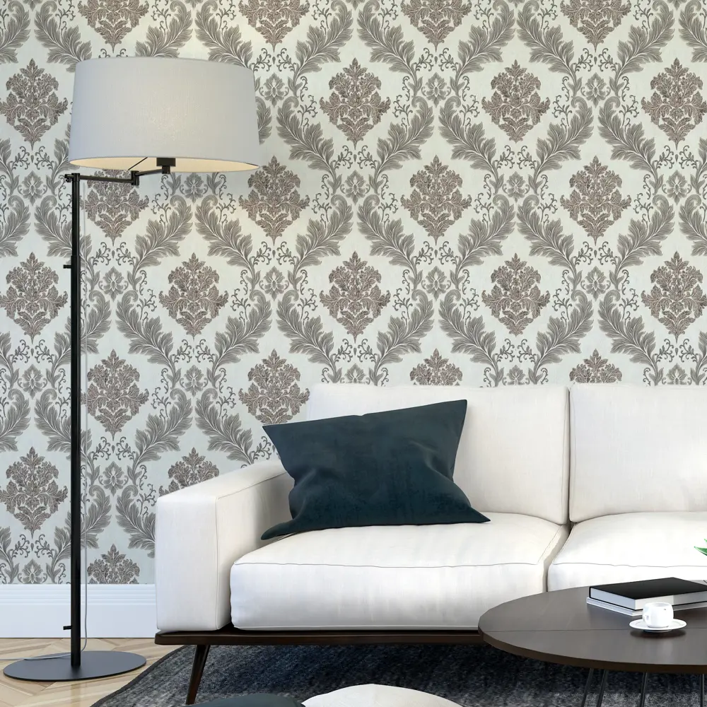 Обои флизелиновые Московская обойная фабрика Сиена-9 бело-черные 1.06 м STLM-2075086 - Вид №2