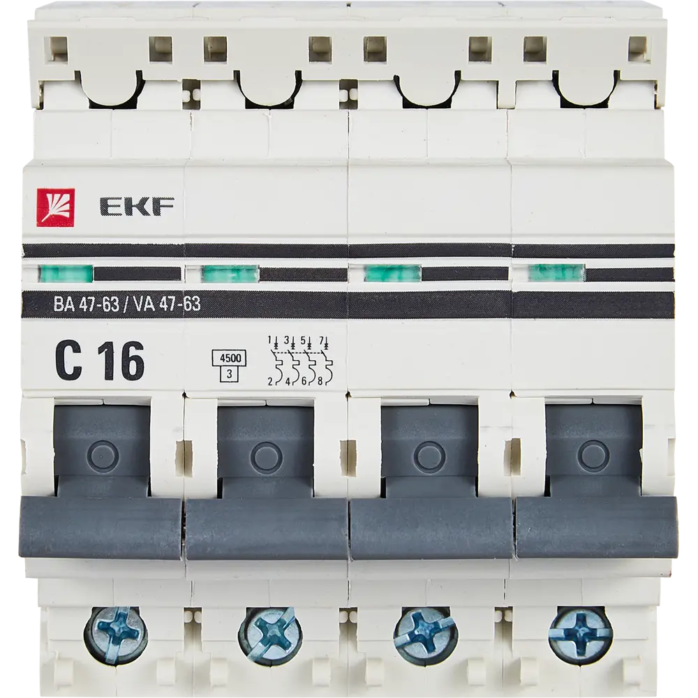 Автоматический выключатель EKF ВА47-63 4P 16A для защиты электросетей 82421368 STLM-1351358 - Вид №1