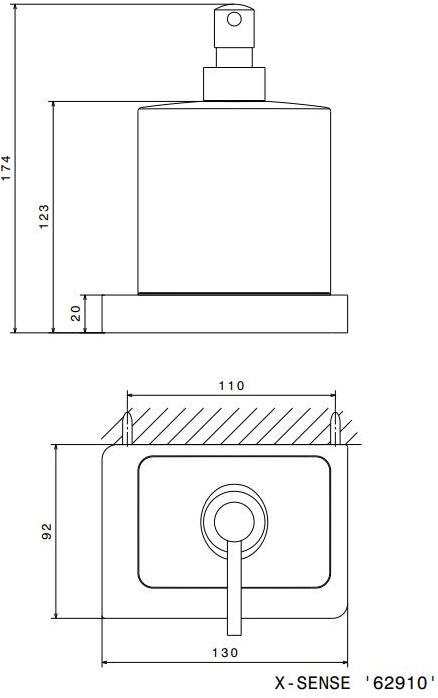 newform Настенный дозатор мыла из керамики X-sense accessories 62910 - Вид №1
