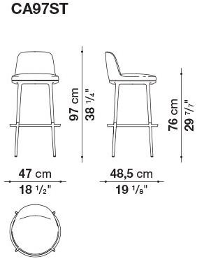 Maxalto Табурет высокий, обитый тканью, со спинкой Caratos sun-id-1432832 - Вид №2