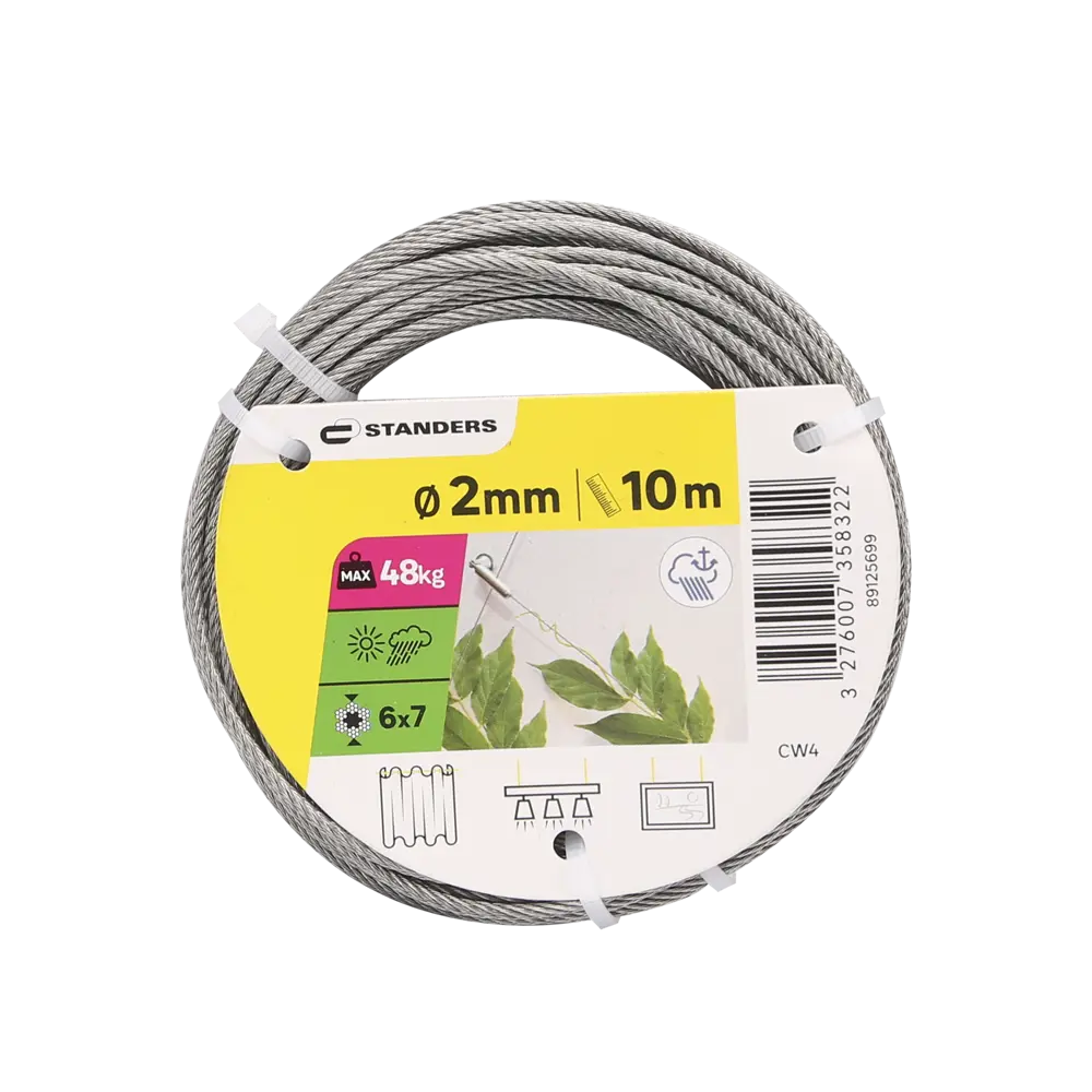 Трос Standers нержавеющая сталь А4 DIN 3055 2 мм цвет серебро 10 м/уп STLM-2176008 - Вид №5