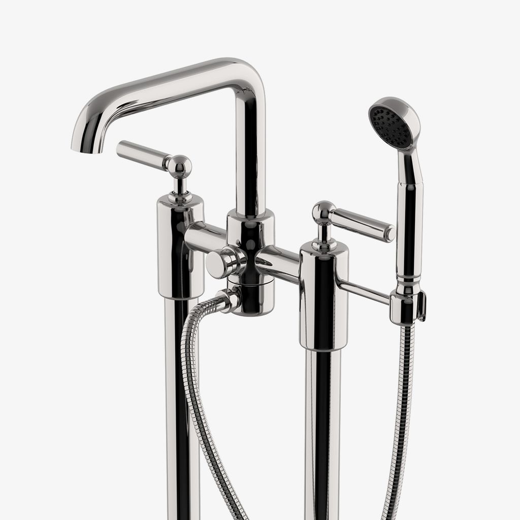 LDXT70 Ludlow Напольный наполнитель для открытых ванн с ручным душем и металлическими ручками Waterworks 