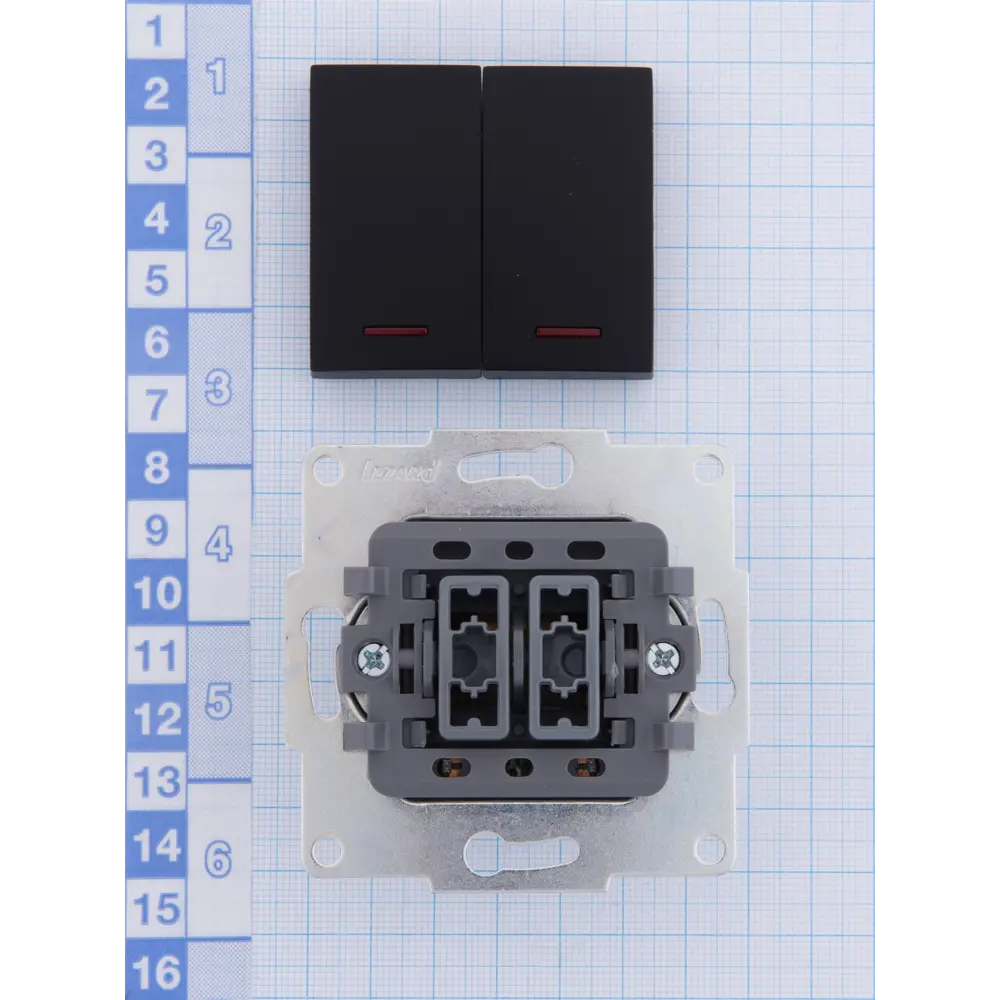 Выключатель Lezard Karina 2 клавиши с подсветкой цвет матовый серый STLM-2004719 - Вид №4