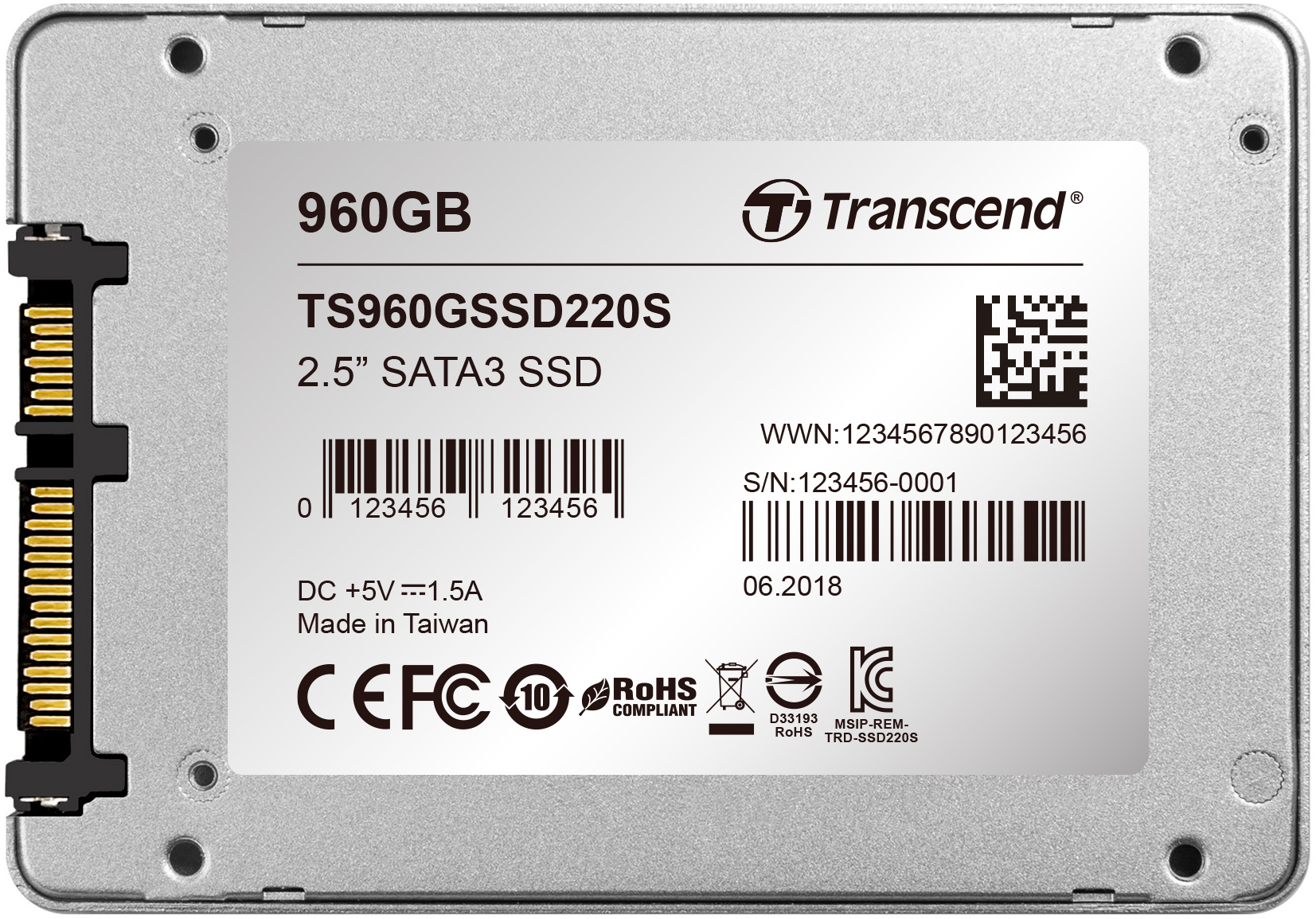 TS960GSSD220S 960gb ssd, 2.5", sata 6gb/s, tlc Transcend Santreyd  - Вид №4