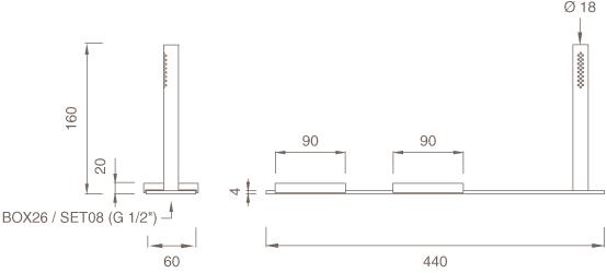 Ceadesign Смесители гидропрогрессивные с ручным душем на краю Regolo Reg 13 - Вид №1