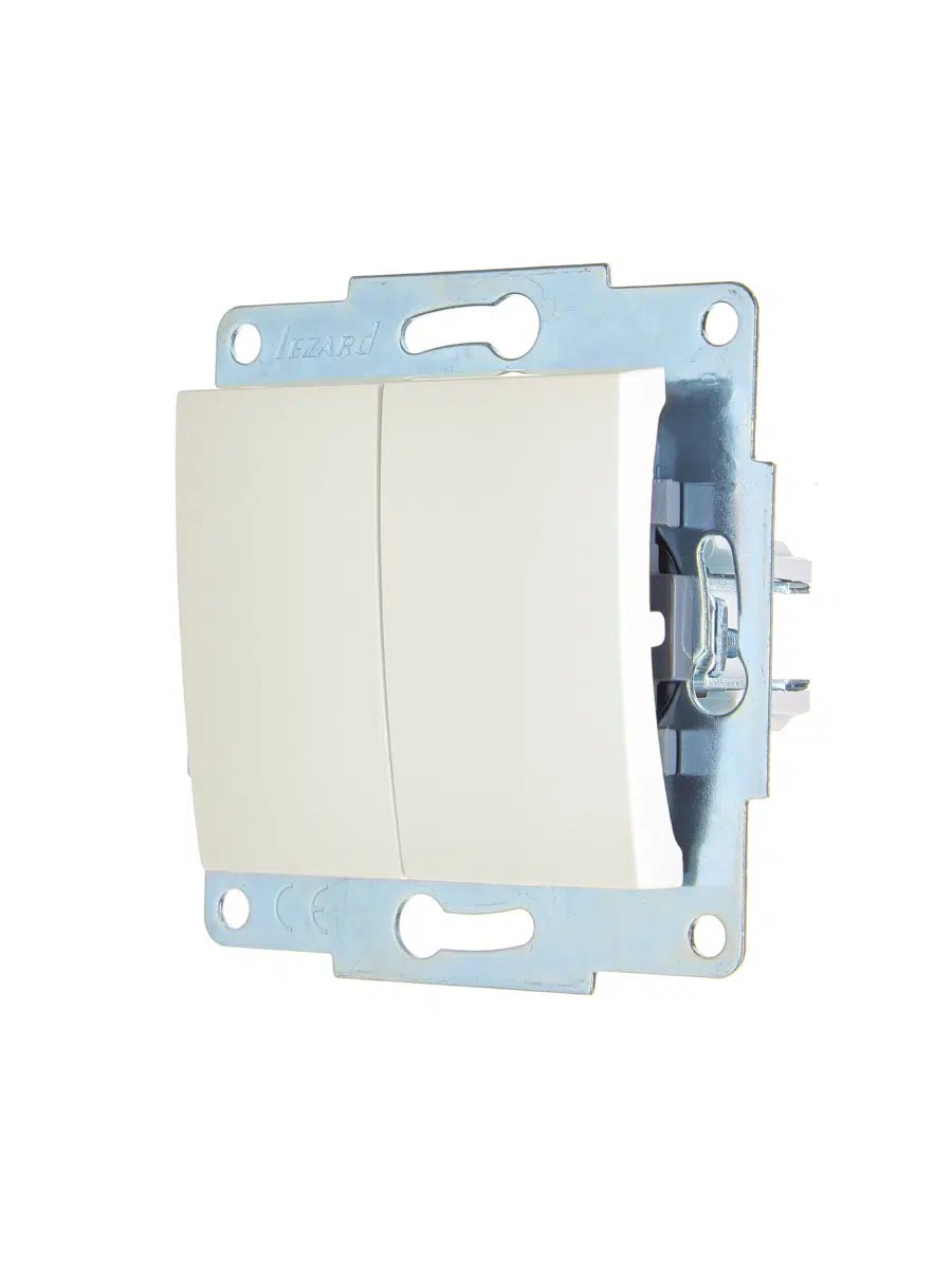 ASTI Выключатель двойной жемчужно-белый перламутр механизм LEZARD 7081-3088-101 - Вид №2