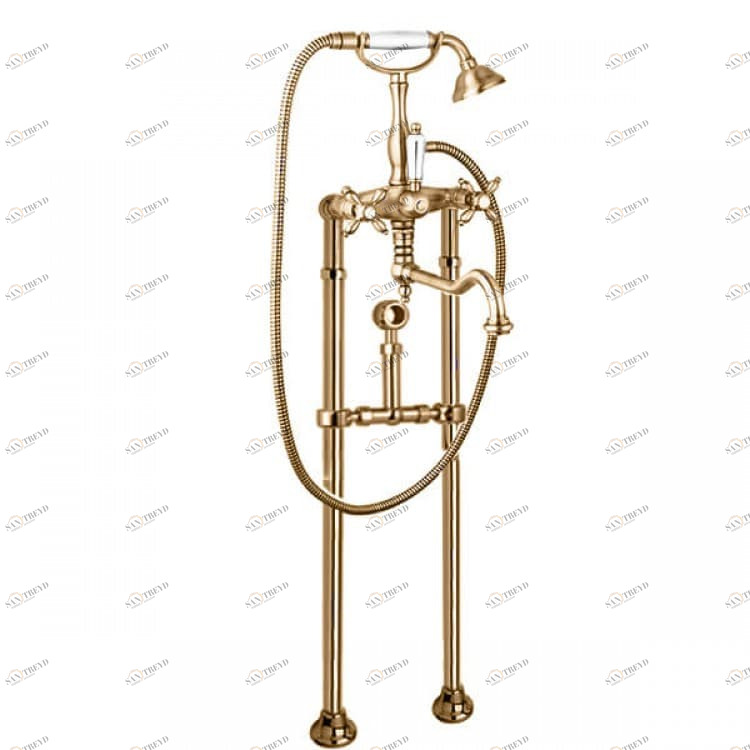 Напольный смеситель для ванны с кронштейном для слива-перелива CEZARES NOSTALGIA-VDPS2-02-Bi